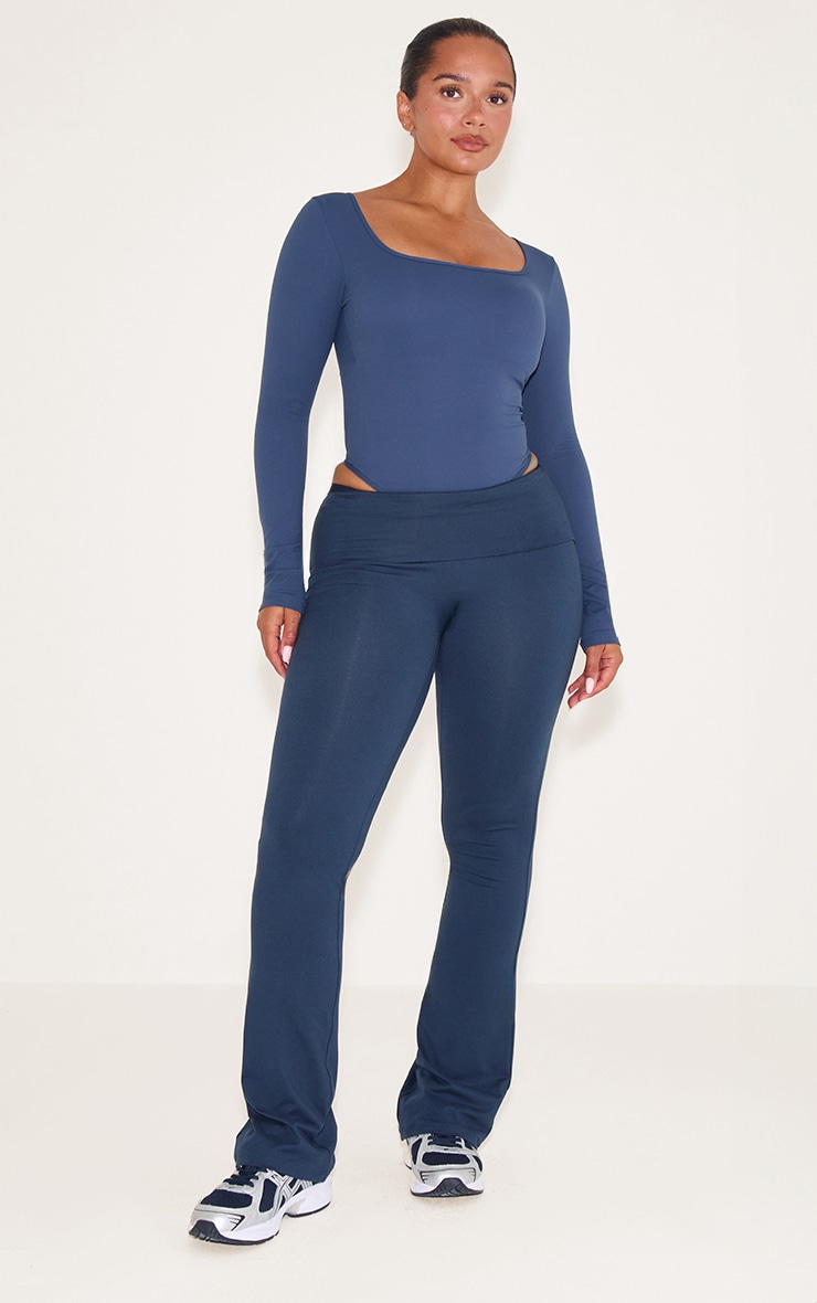 Shape navy Built In Bra Sculpt Square Neck Long Sleeve Bodysuit image 3