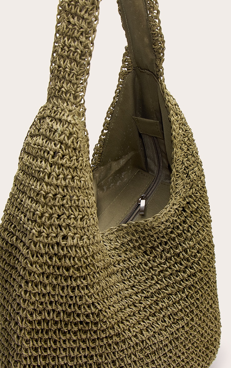 Olive Raffia Shoulder Bag image 5