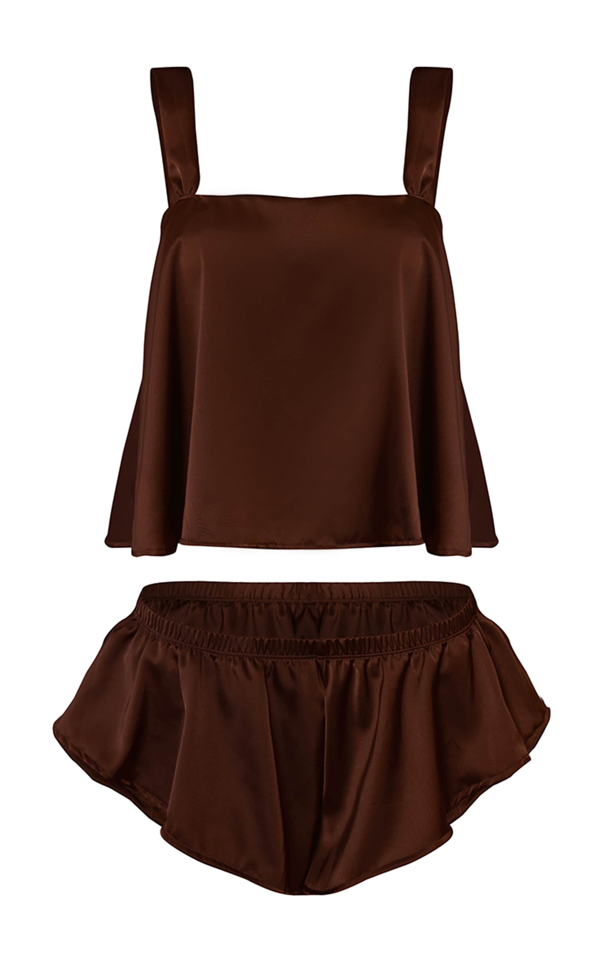 Chocolate Babydoll Satin Cami Short Set  image 7