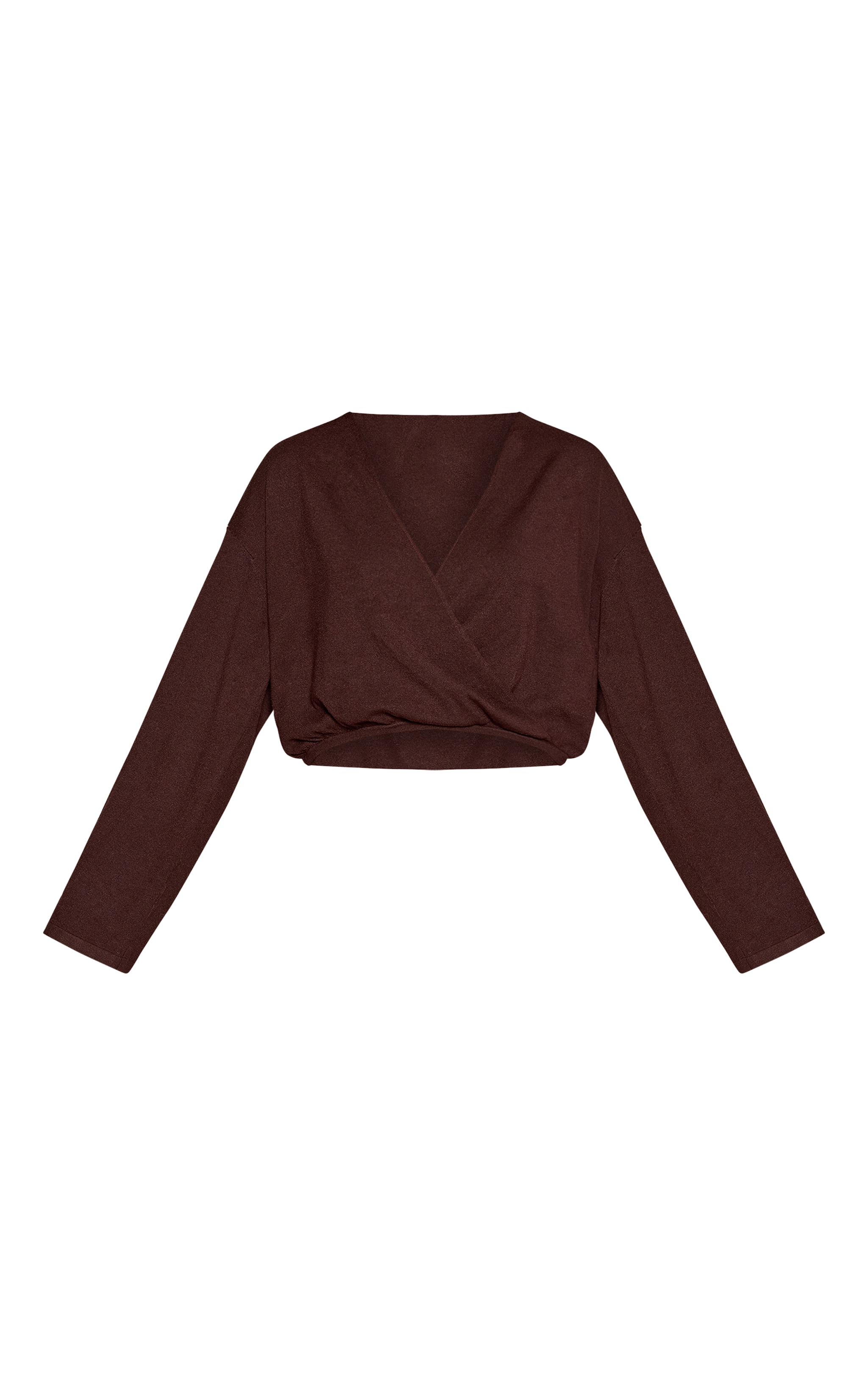 Chocolate Floaty Wrap Sheer Knit Cardigan image 5