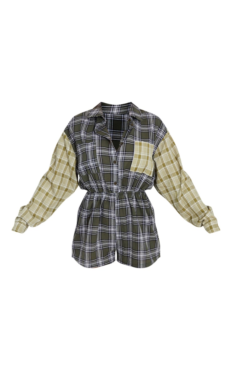 Multi Check Shirt Playsuit image 5