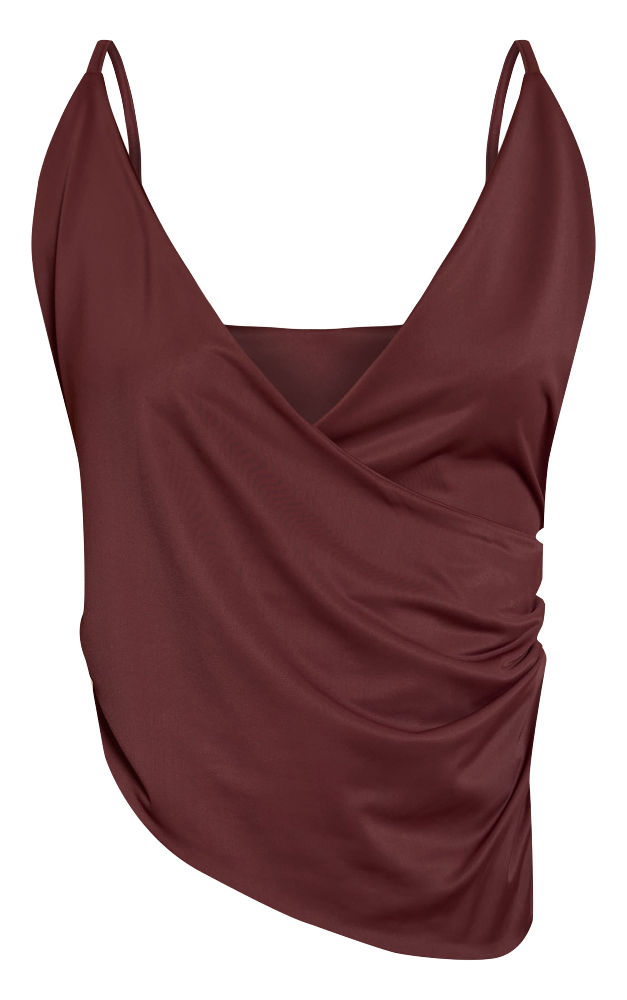 Chocolate Matte Sculpt Plunge Cowl Backless Long Top image 5