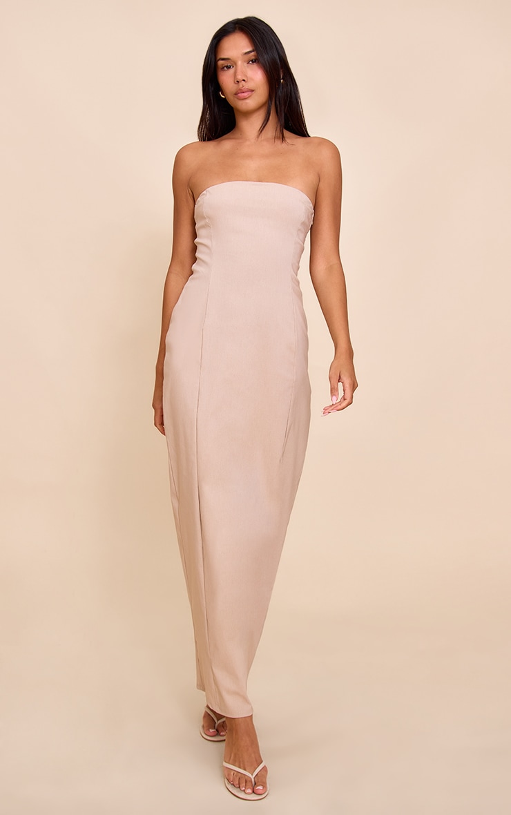Stone Stretch Woven Bandeau Column Maxi Dress image 1