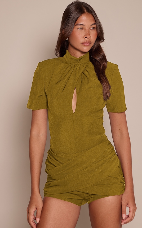 Brown Twist Detail Shorts