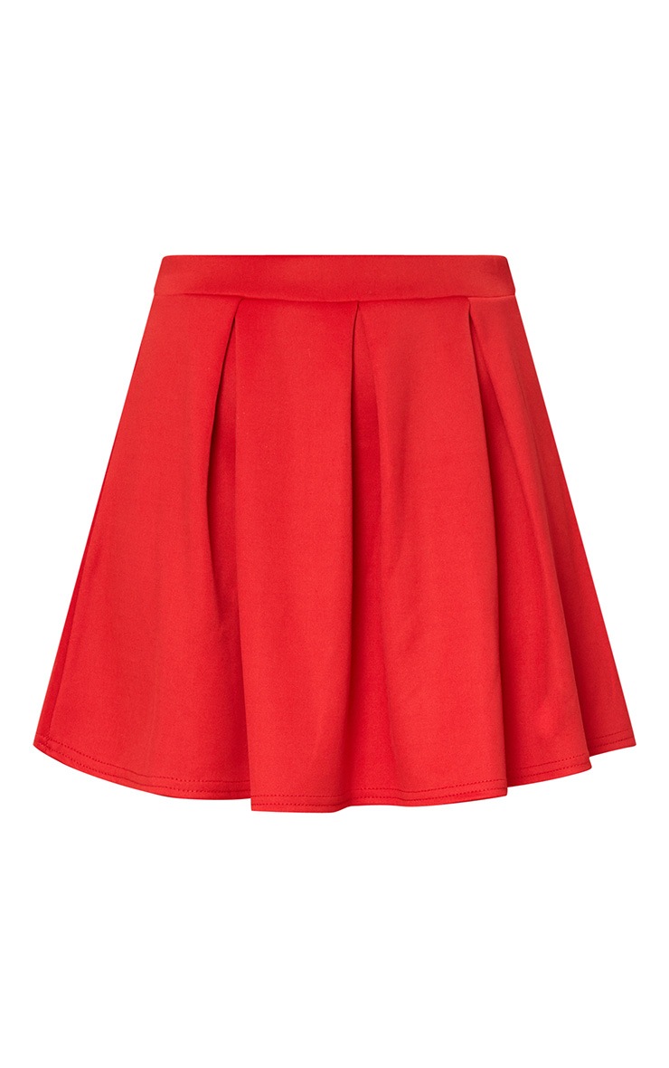 red skater skirt high waisted