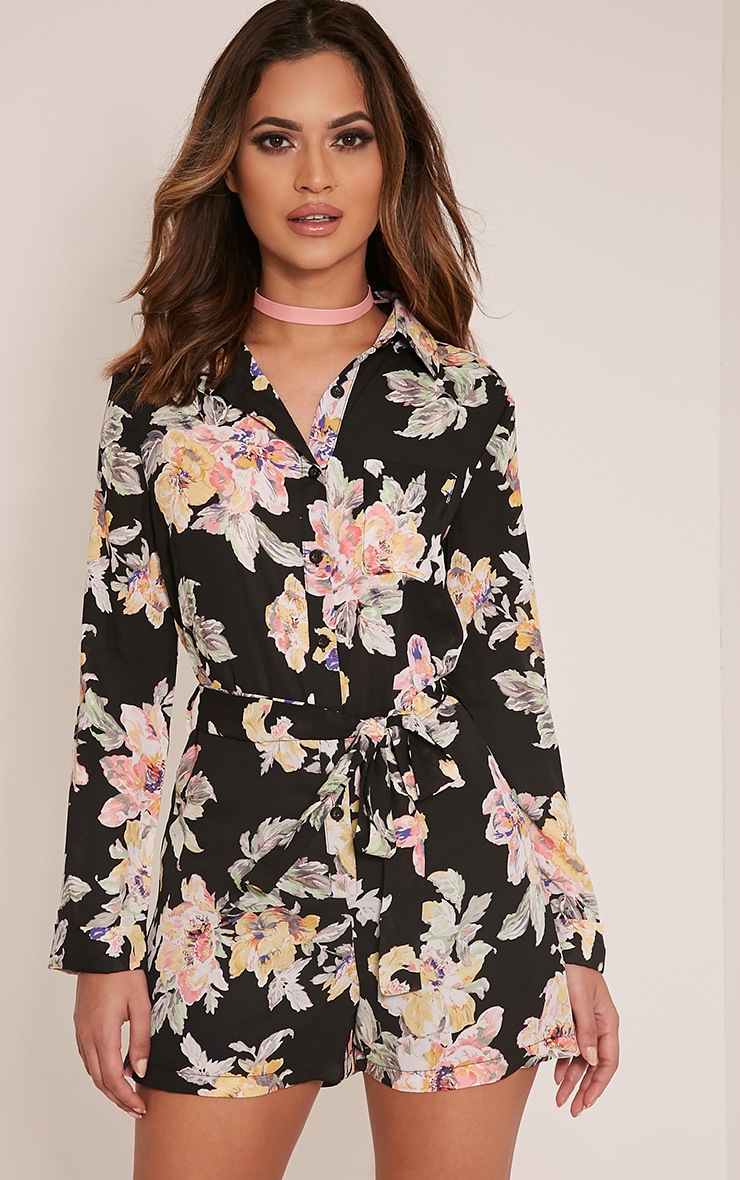 pretty little thing black playsuit