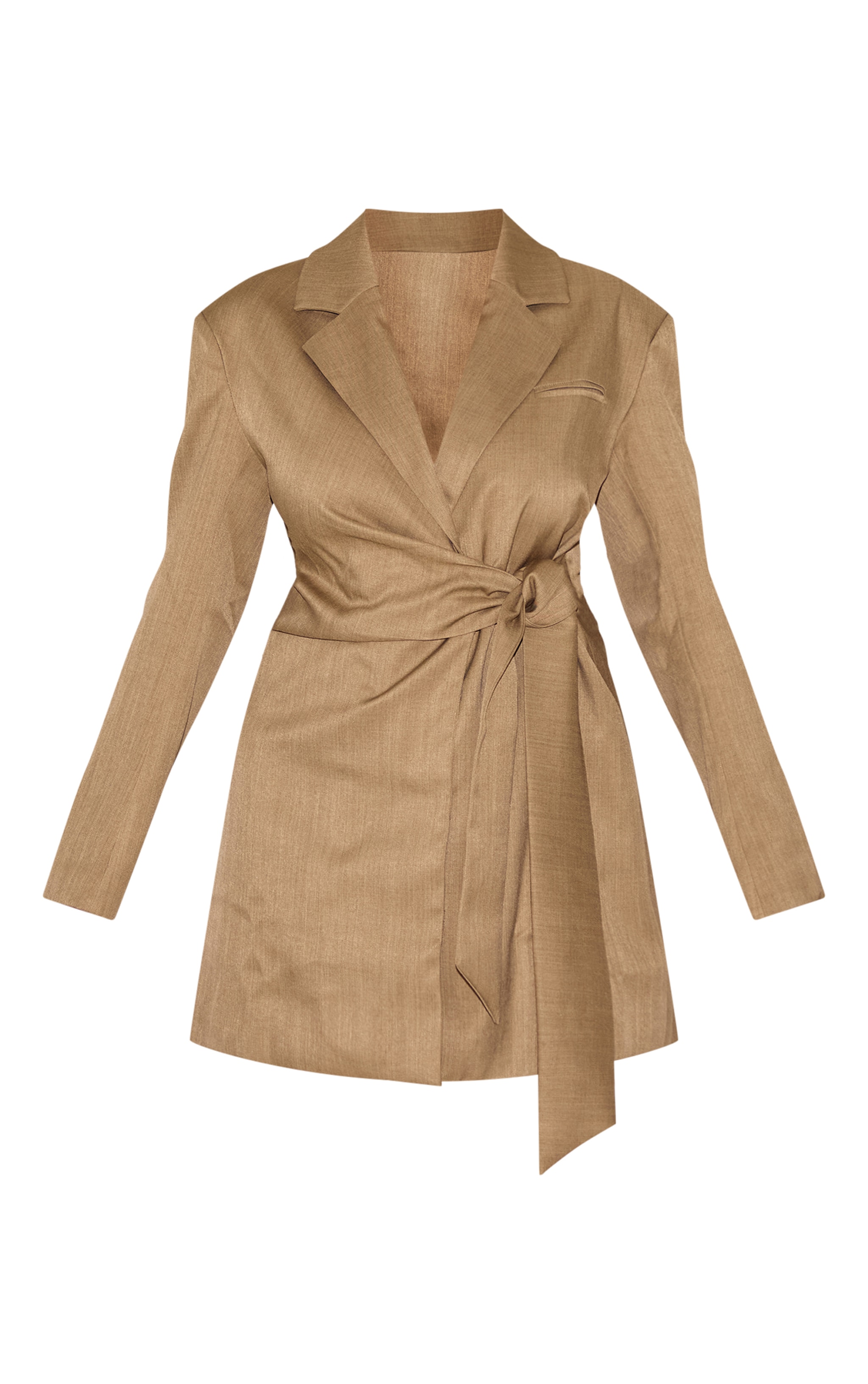 Plus Mini robe blazer tissée taupe nouée sur le côté image 5