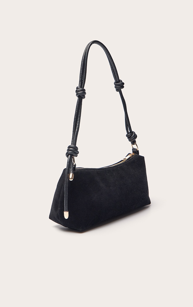 Sac à main en suédine noire à anse nouée image 3