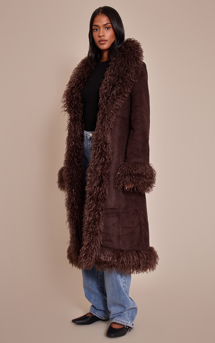 Tall Manteau long style afghan chocolat image 3