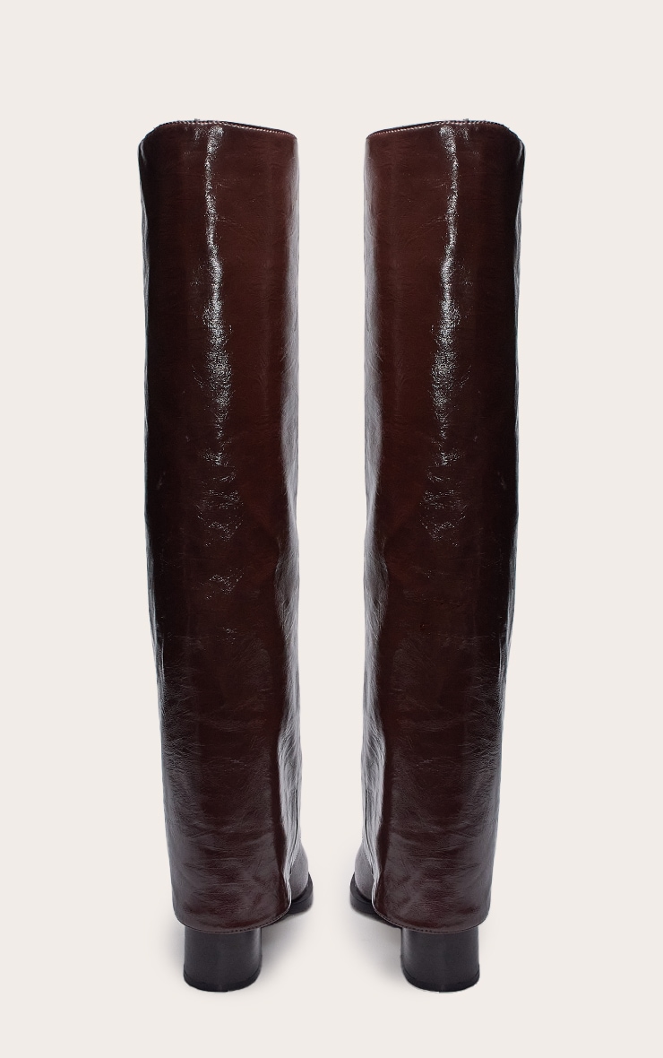 Chocolate Crinkle Fold Over Block Heel Boot image 4
