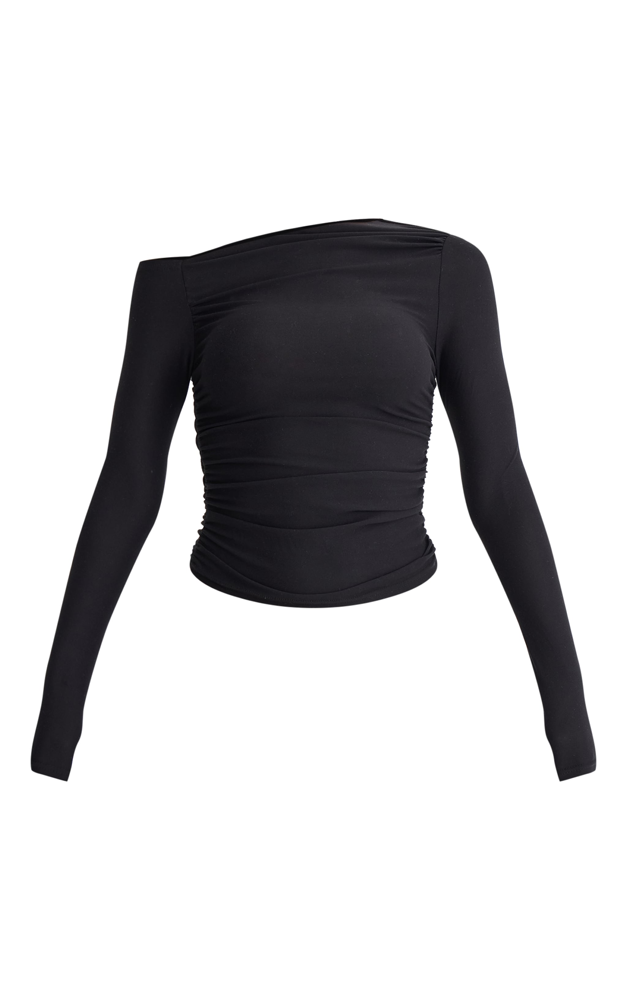 Black Soft Touch Asymmetric Detail Long Sleeve Top image 5