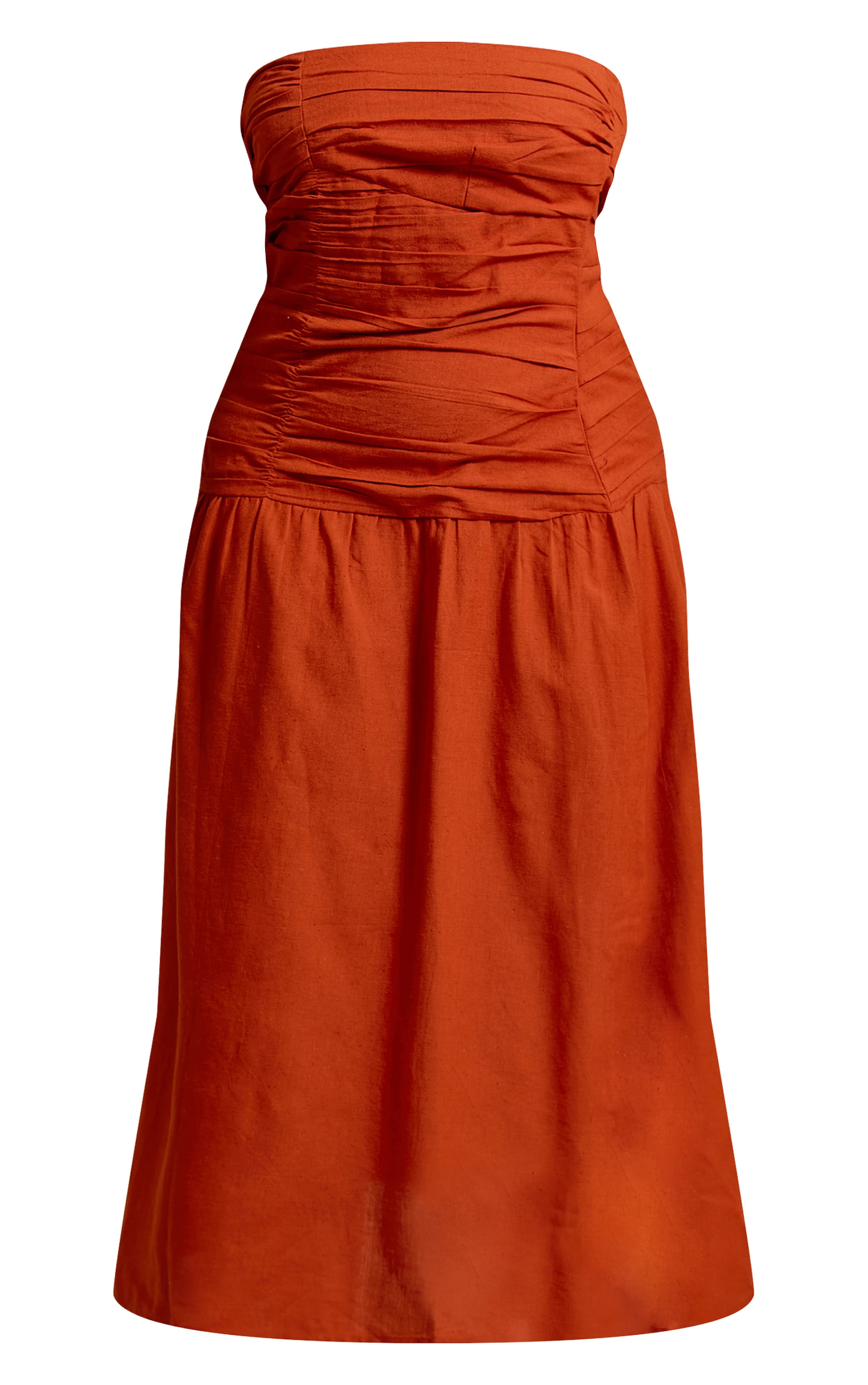 Plus Rust Trim Detail Ruched Maxi Dress image 5