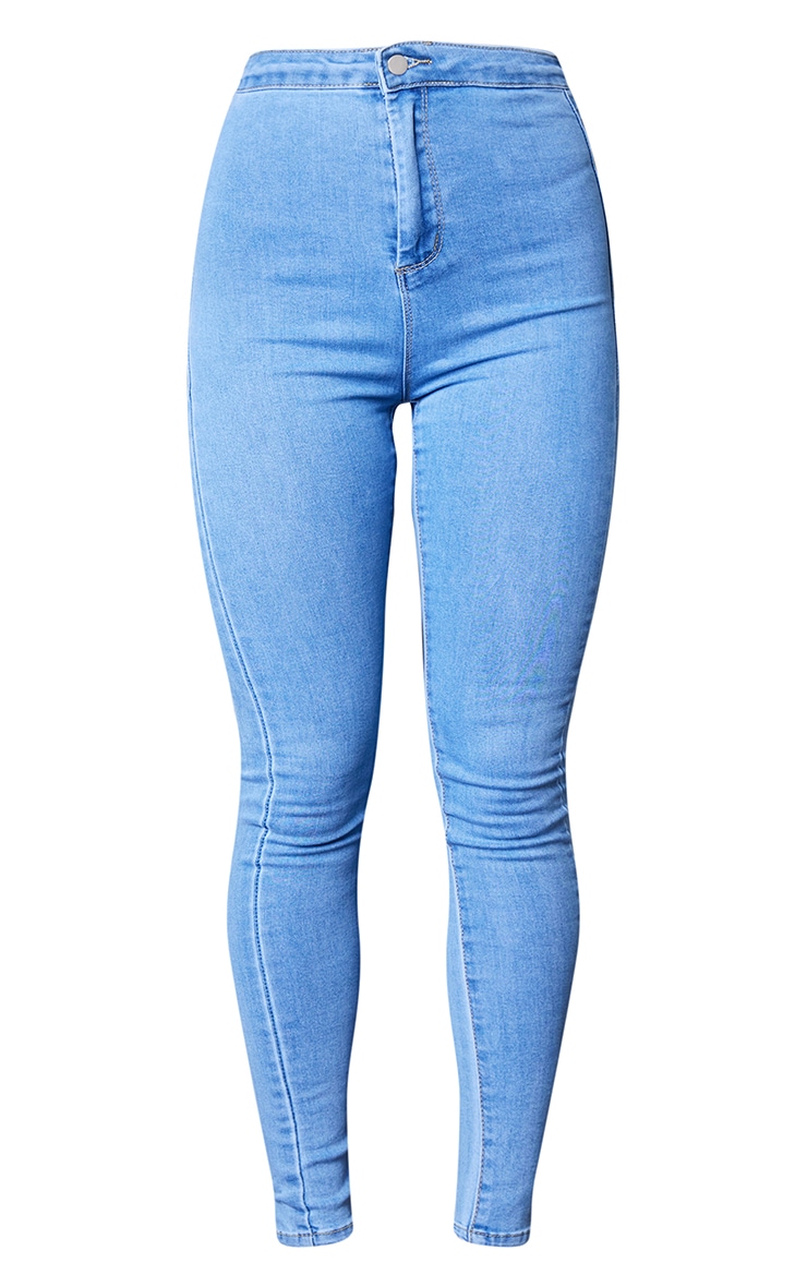 PRETTYLITTLETHING Jean skinny disco délavé bleu clair image 5