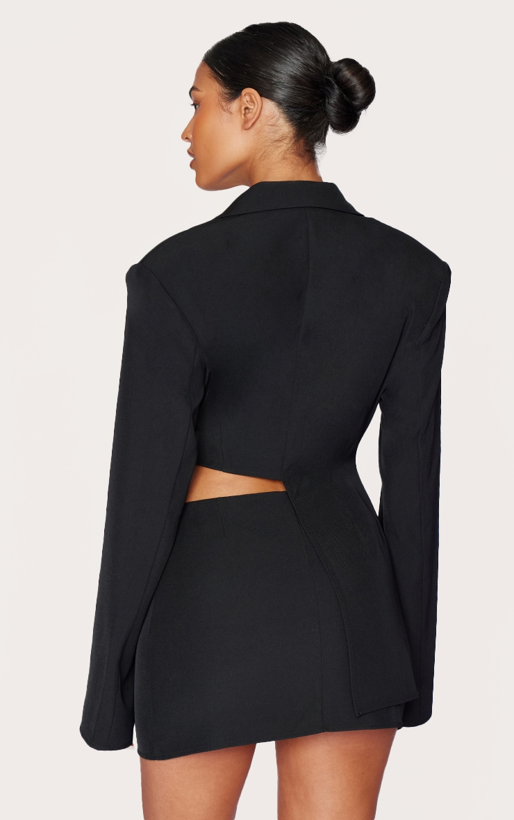 【2plan】Rodina Half Crop Blazer Tall Black Asymmetric Half Crop Blazer | Tall