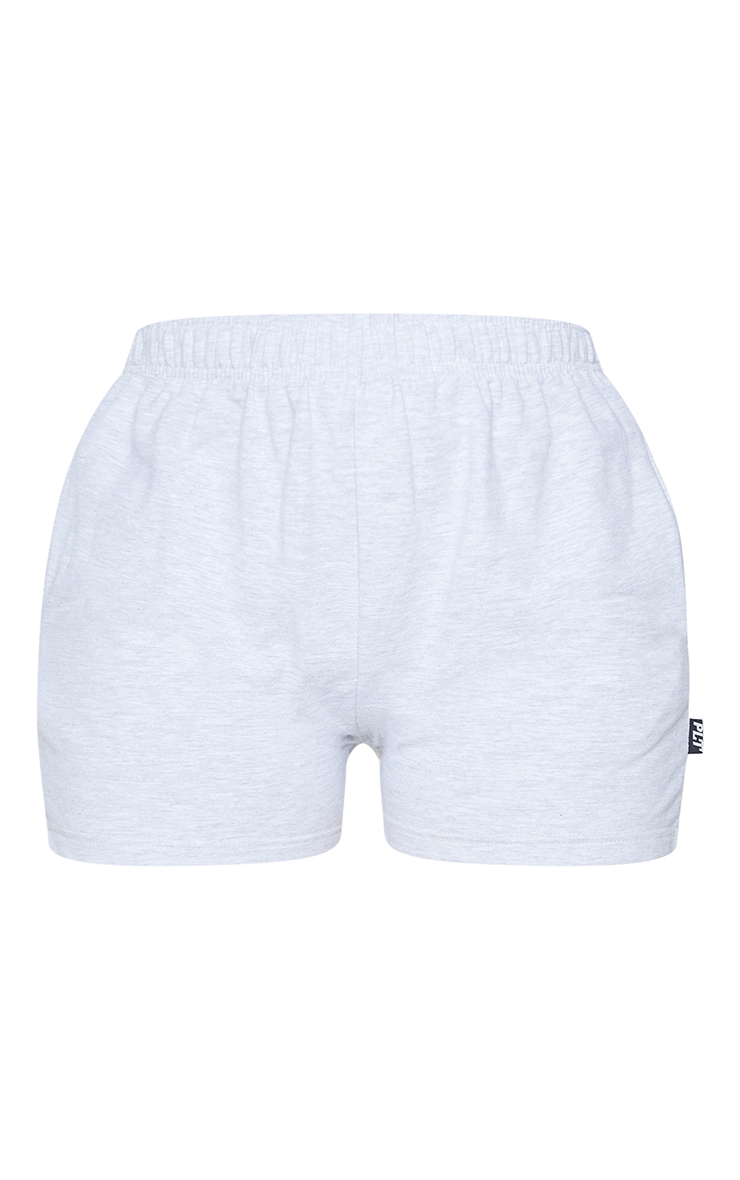 PRETTYLITTLETHING Grey Marl Badge Cotton Shorts image 6