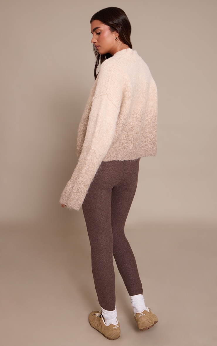 Chocolate Brushed Rib Leggings image 3