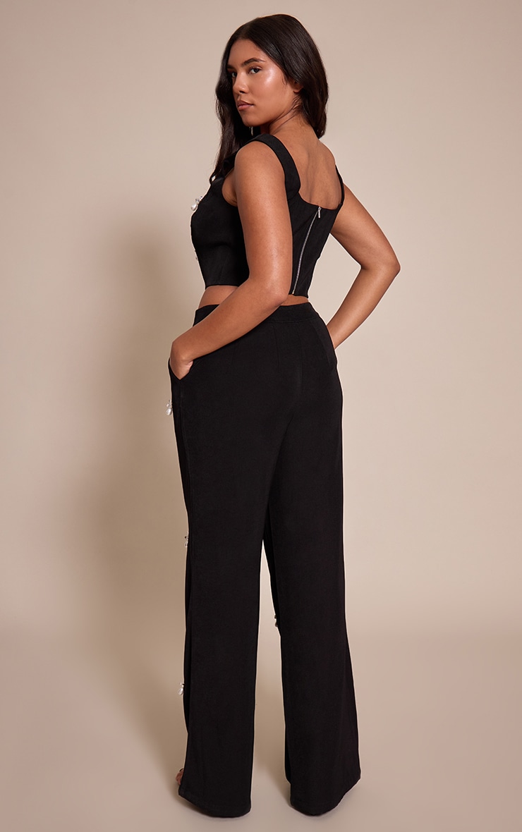 Shape Black Embellished Tailored Pants image 3