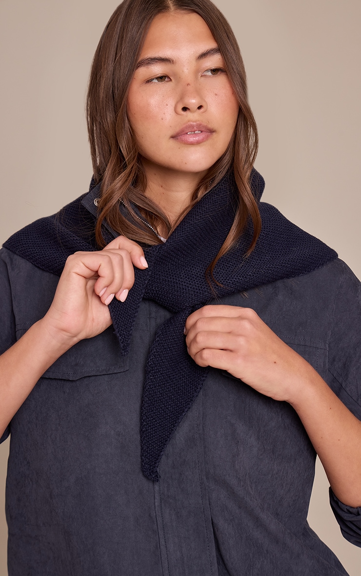 Navy Brushed Knit Shawl