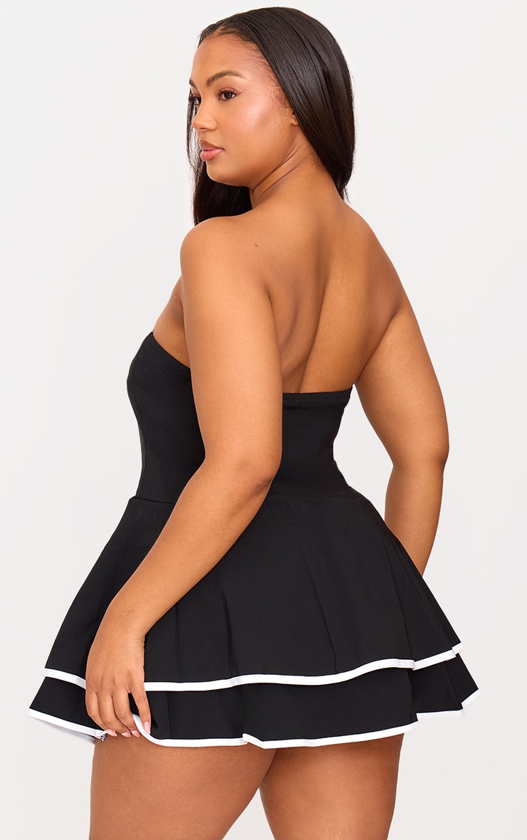 Plus Black Stretch Woven Contrast Tiered Shift Dress image 2