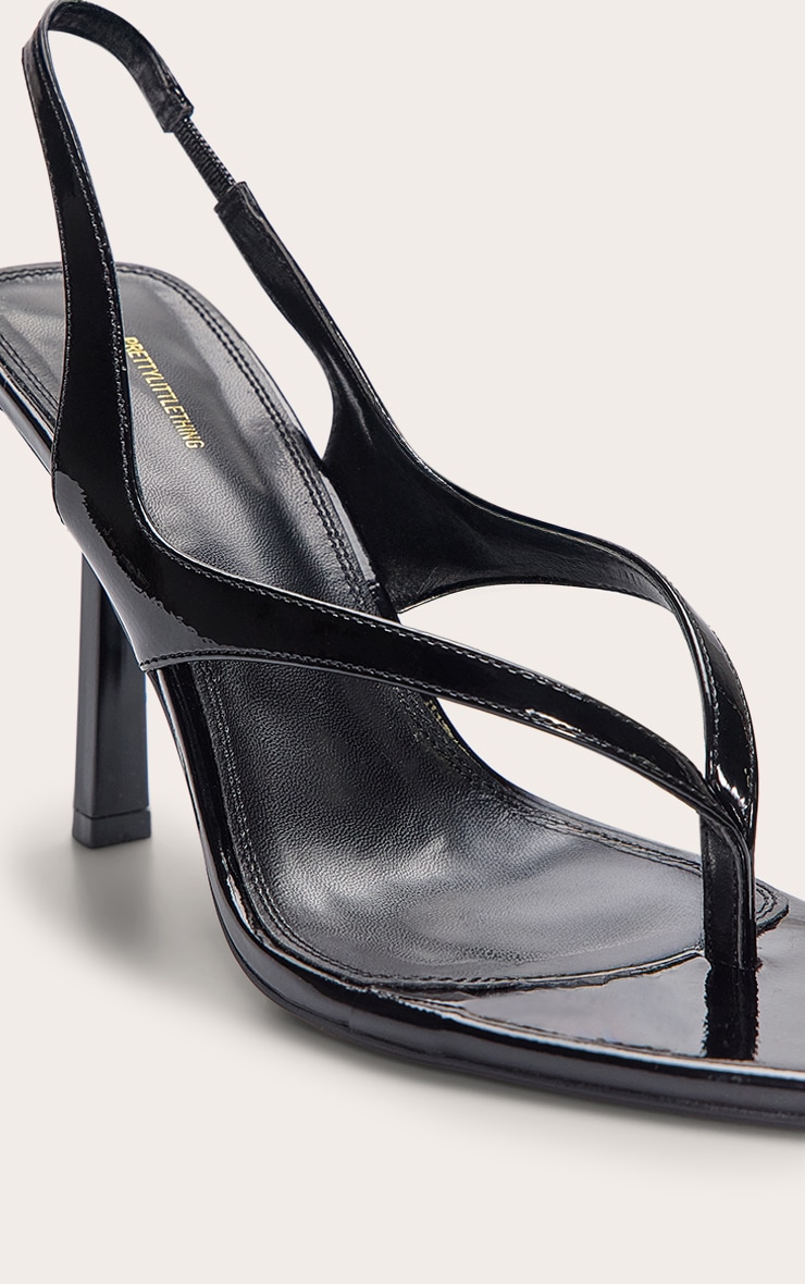 Black Toe Thong Almond Toe High Heeled Sandals image 5