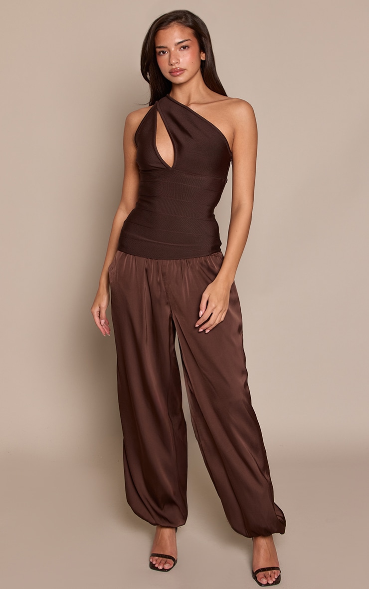 Chocolate Bandage Asymmetric One Shoulder Top image 3