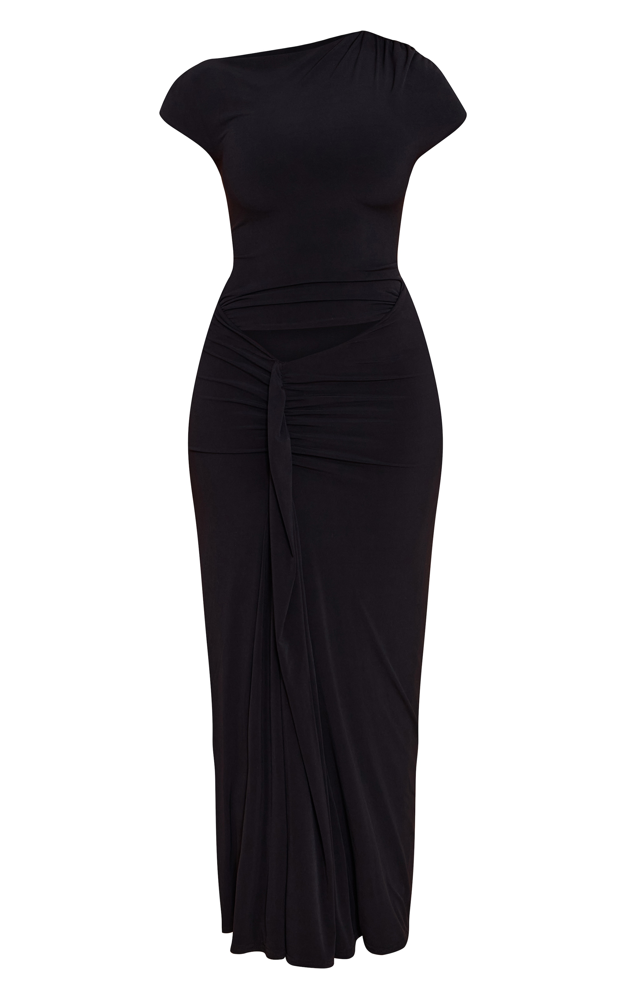 Shape Black Off Shoulder Lace Up Back Drape Detail Maxi Dress image 5