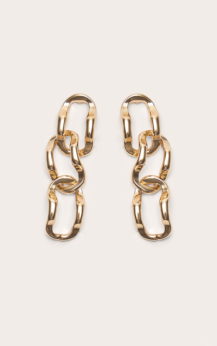 Gold Abstract Chain Drop Earrings image 2