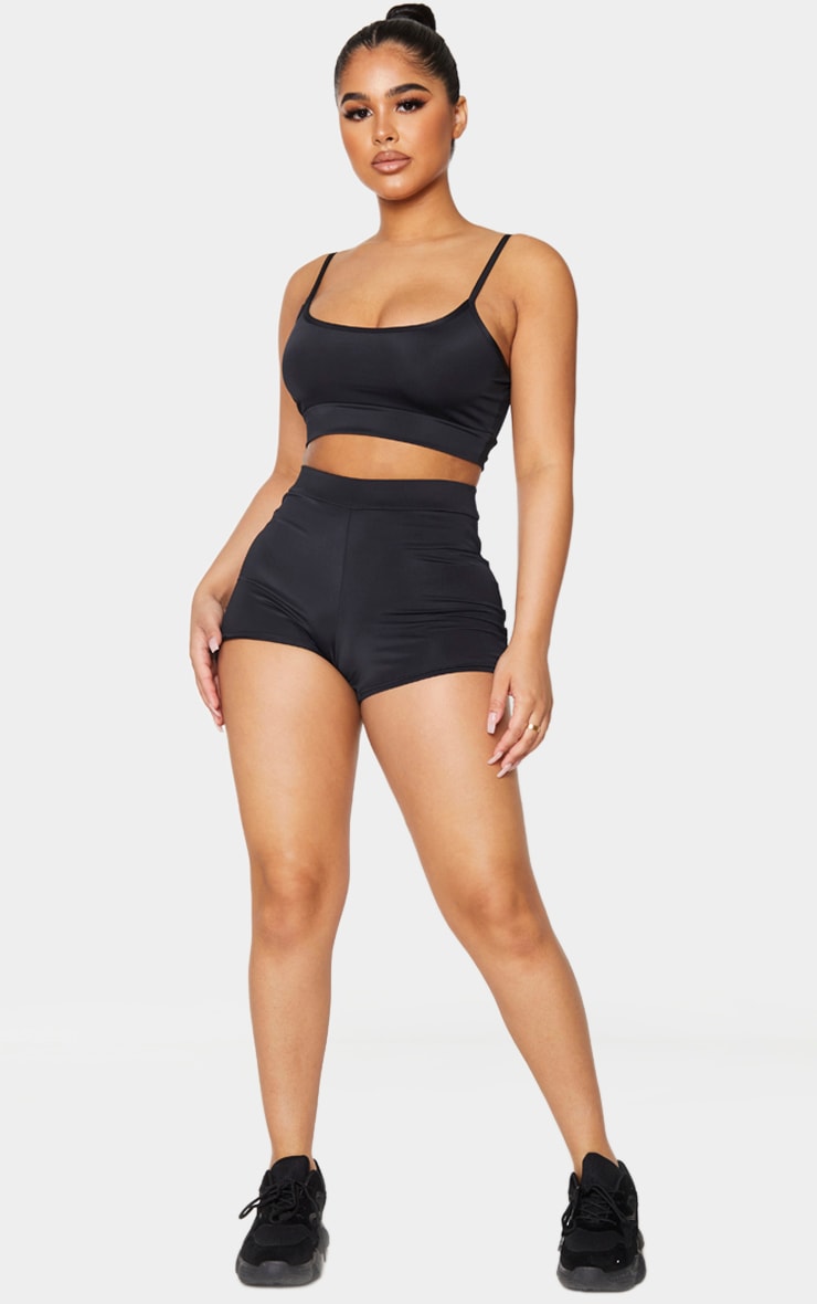 Petite Black Ruched Bum Booty Shorts