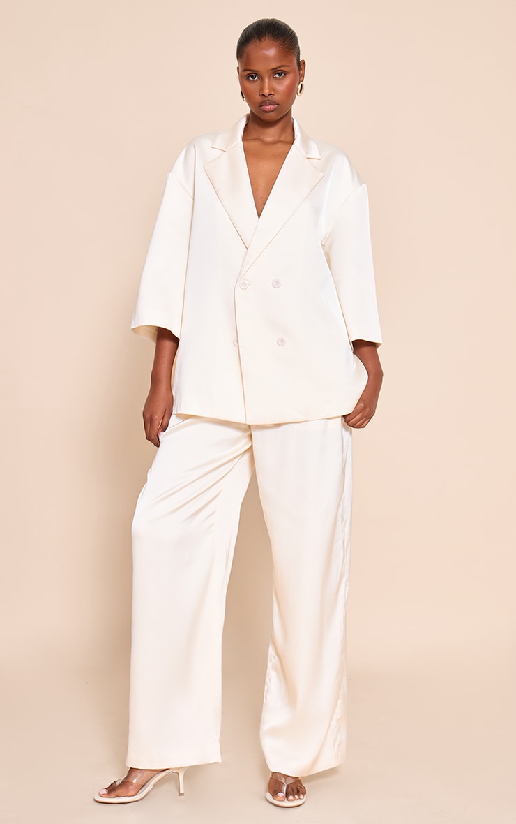 Blazer de tailleur oversize satiné crème image 3