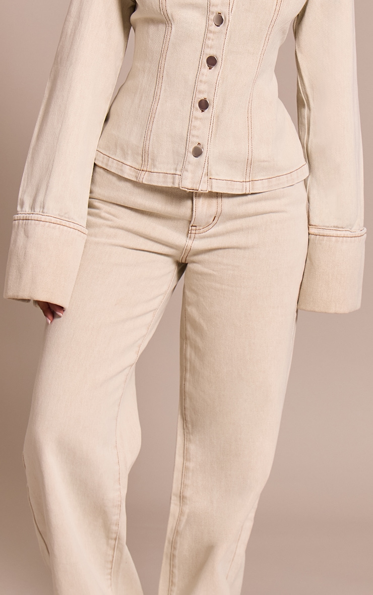 Petite Washed Stone Straight Leg Jeans image 4