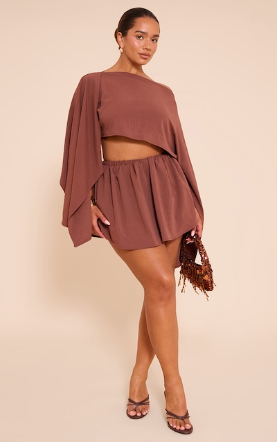 Shape Chocolate Hammered Satin Floaty Shorts