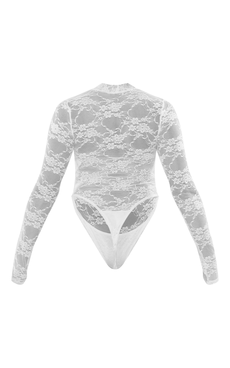 Shape Body échancré blanc en dentelle à manches longues image 6