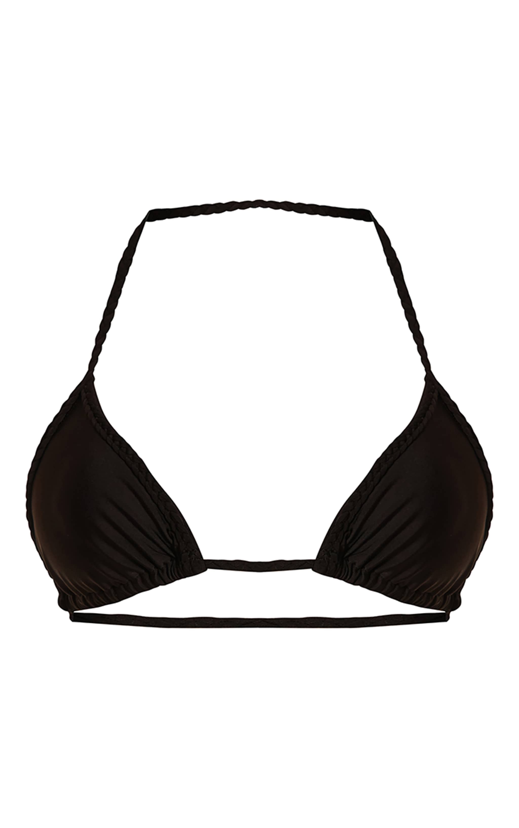 Haut de maillot de bain triangle noir à lisérés tressés image 5