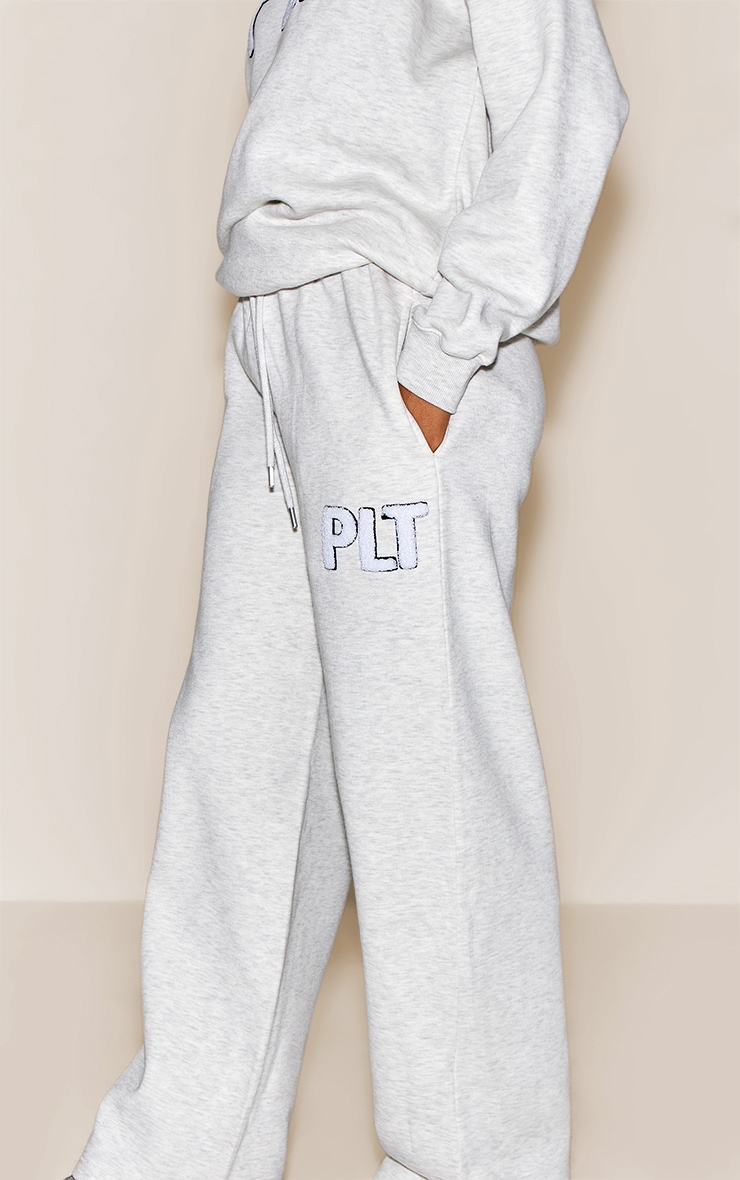 Ash Grey Plt Borg Applique Wide Leg Sweatpants image 2