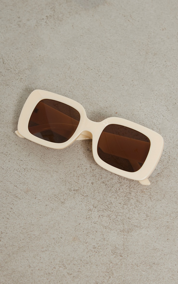Lunettes De Soleil Crème Teintées À Monture Carrée | Accessoires | PLT FR