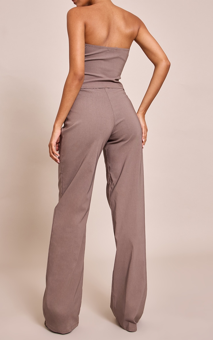 Deep Taupe Stretch Woven Straight Leg Pants image 3