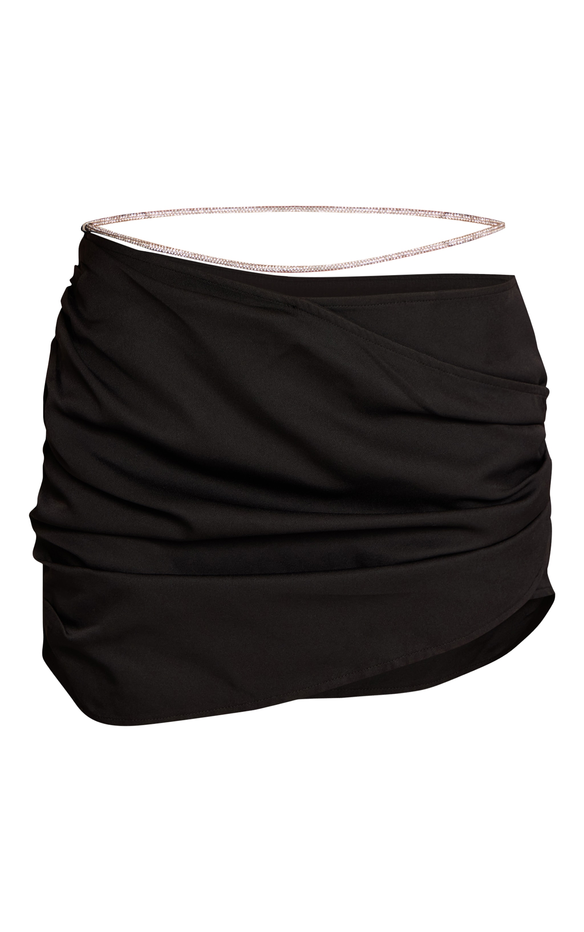Black Woven Layered Diamante Micro Mini Skirt image 6