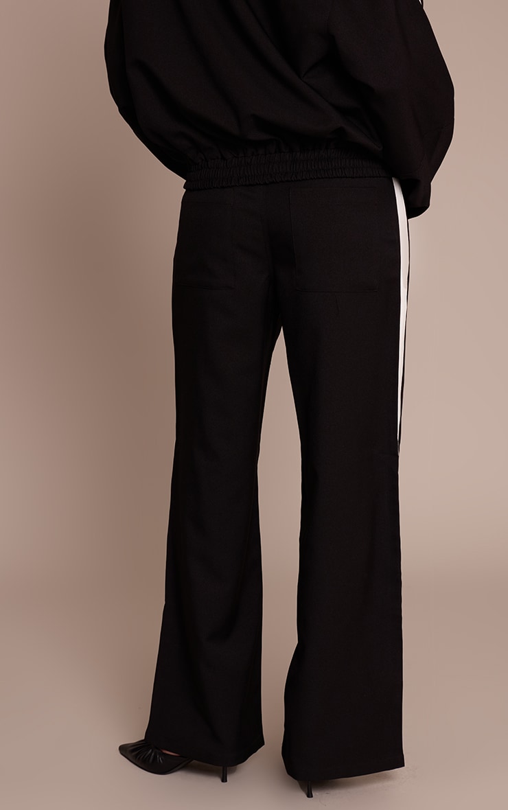 Black Striped Tailored Straight Leg Pants image 3