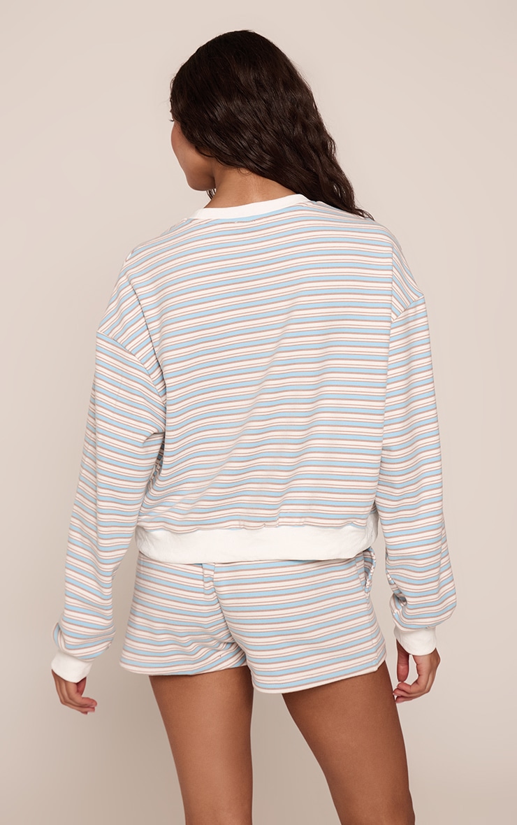 Light Blue Striped Super Soft Runner Shorts image 3