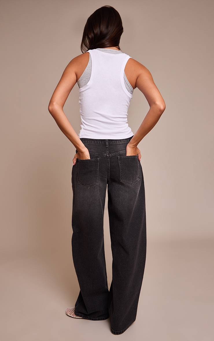 Grey Low Rise Barrel Jeans image 3