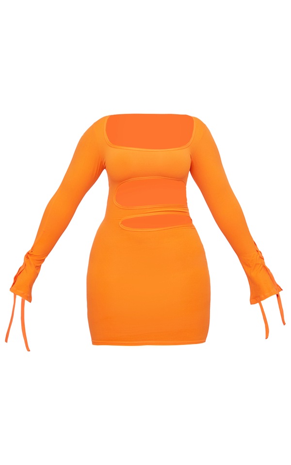 Shape Mini robe douce sans coutures orange à découpes et col carré image 5