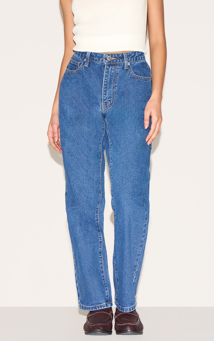 PRETTYLITTLETHING Petite Jean droit bleu foncé à taille haute image 2