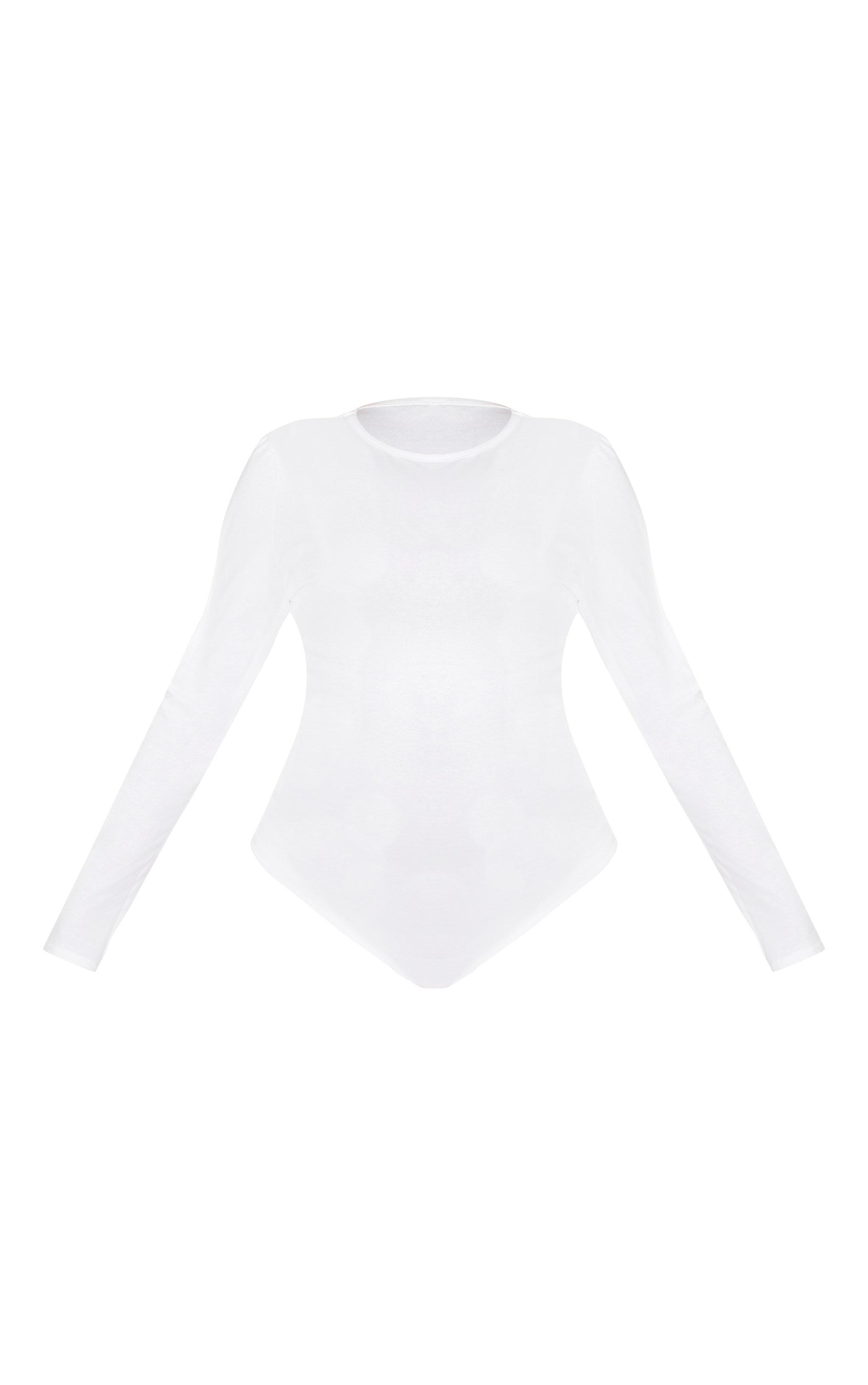 Plus White Cotton Crew Neck Long Sleeve Bodysuit image 5