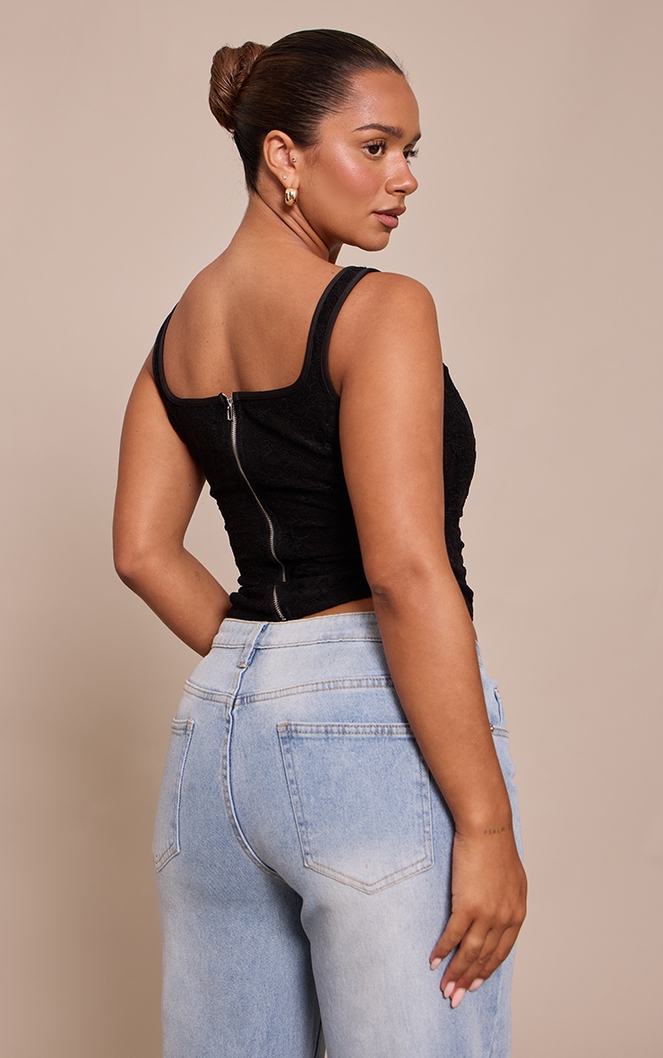 Shape BLACK LACE SQUARE NECK LONGLINE CORSET TOP image 2