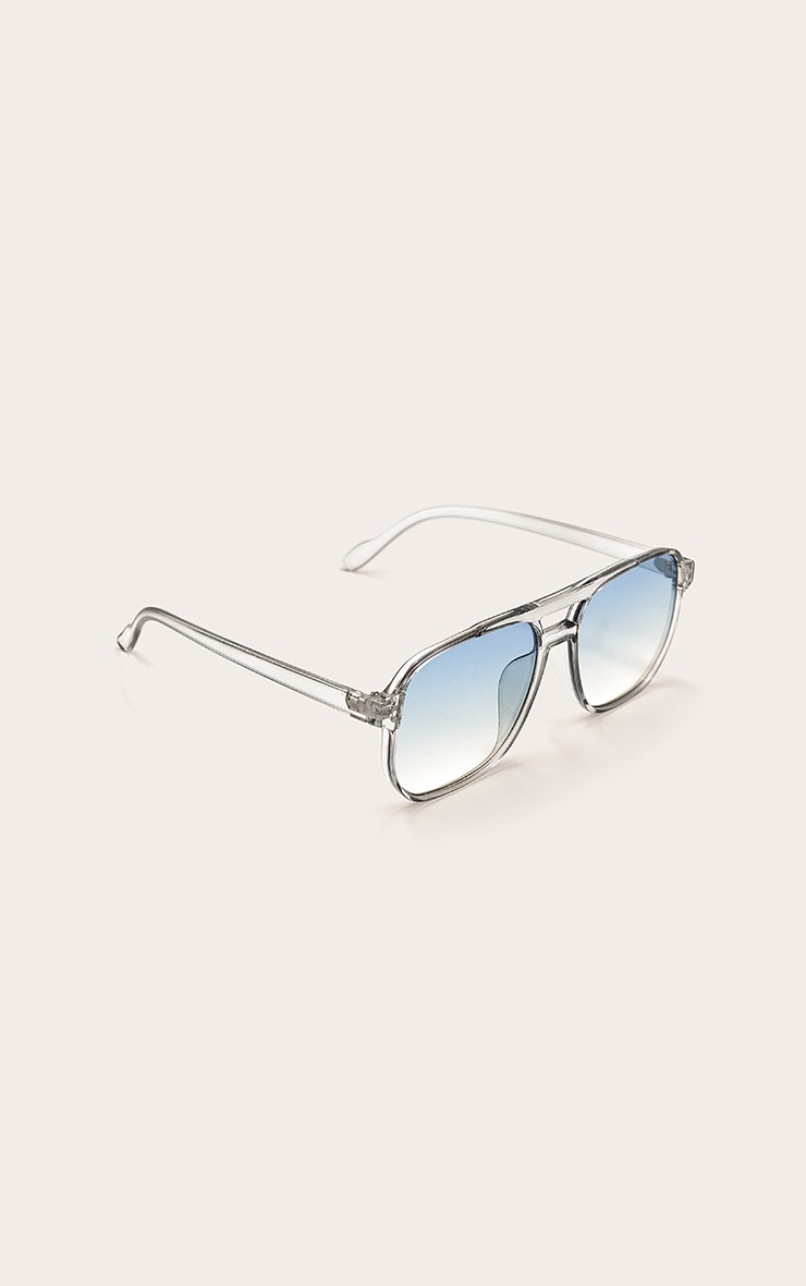 Grey Square Rounded Aviator Sunglasses image 3