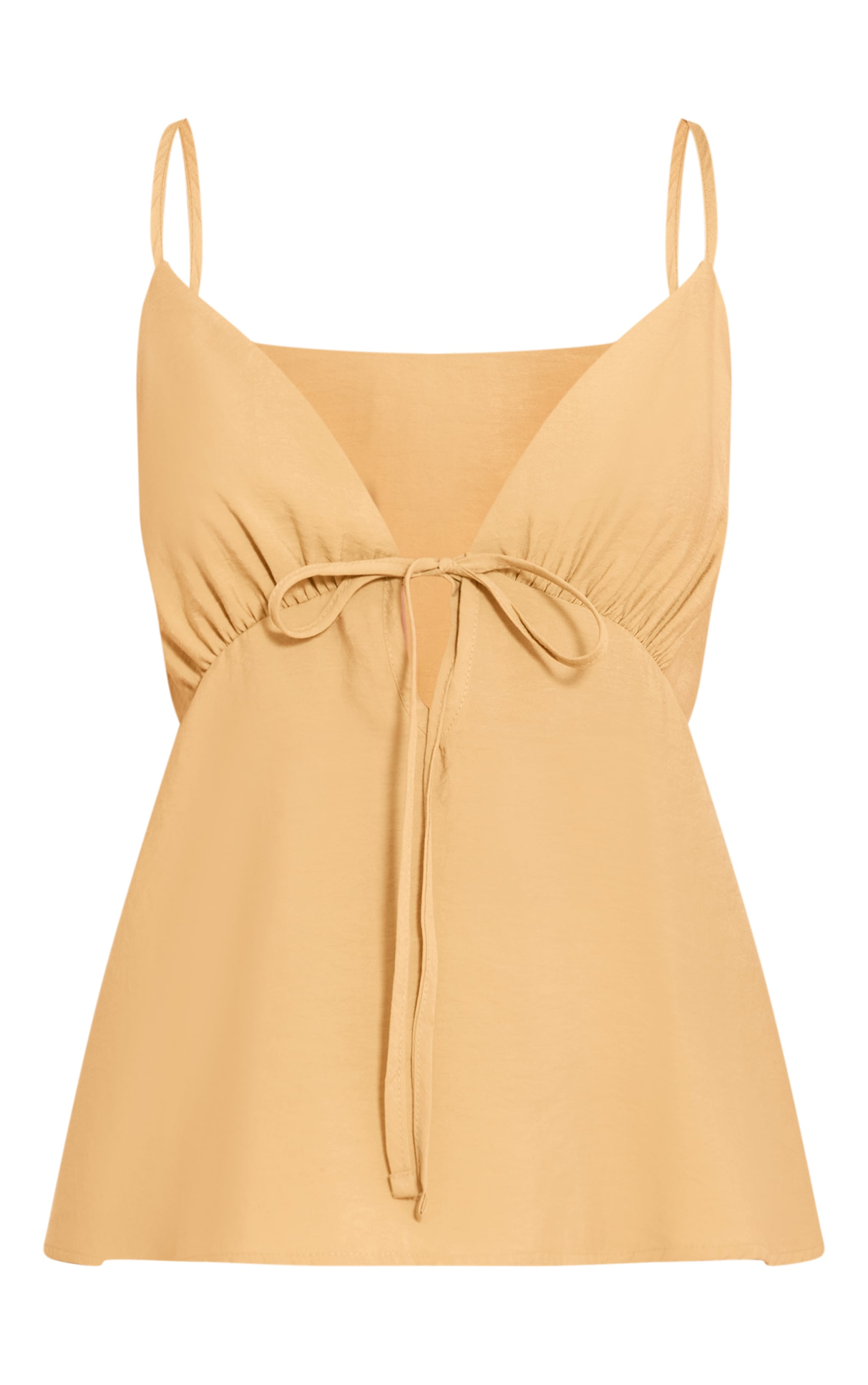 Mustard Woven Tie Front Floaty Cami Top image 5