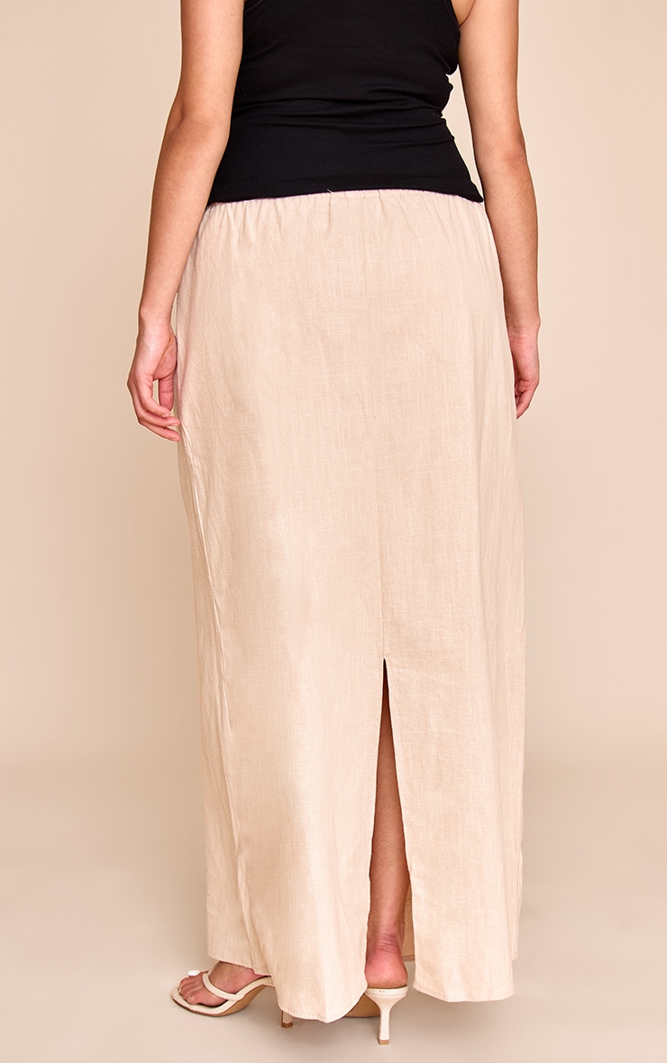 Plus Natural Premium Linen Drawstring Maxi Skirt image 3