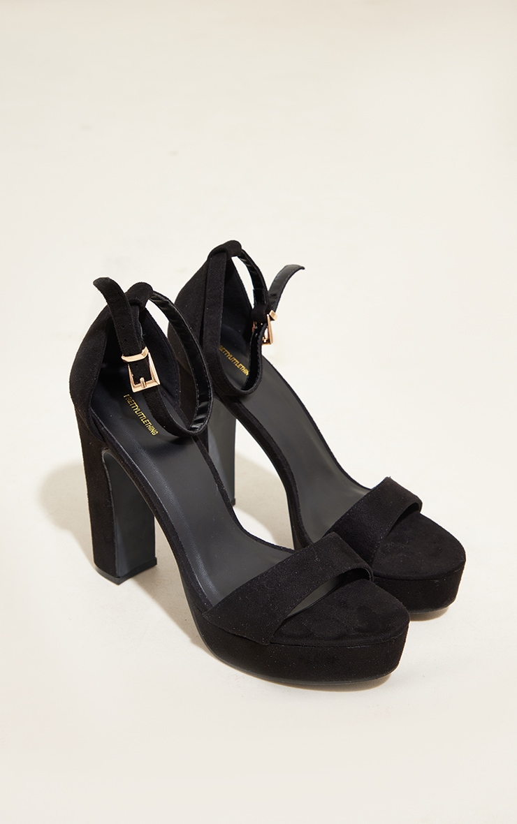 Taya Black Faux Suede Platform Sandals image 3