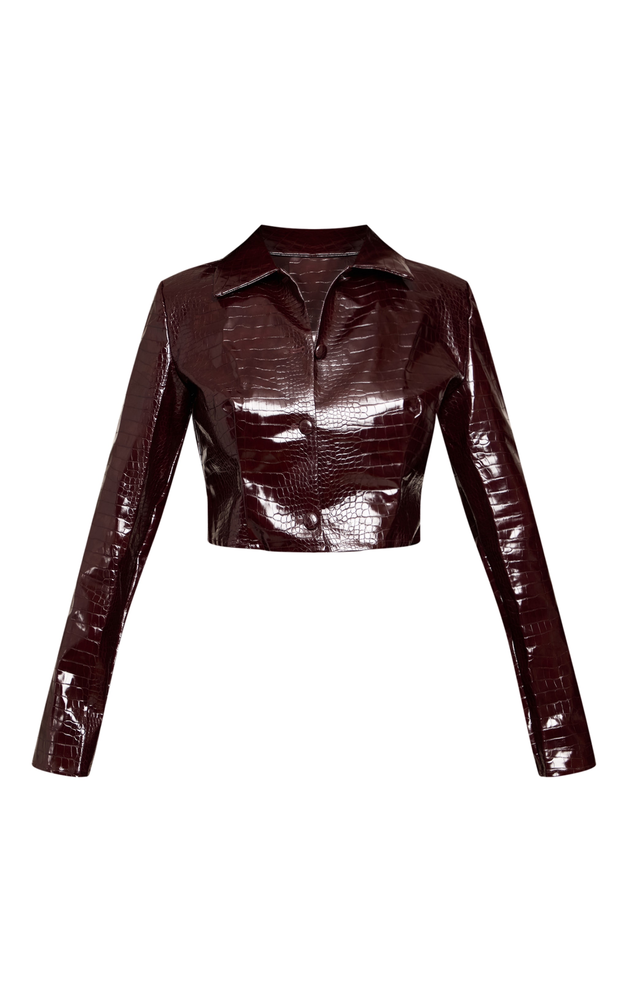 Shape Burgundy Faux Leather Croc Jacket image 5
