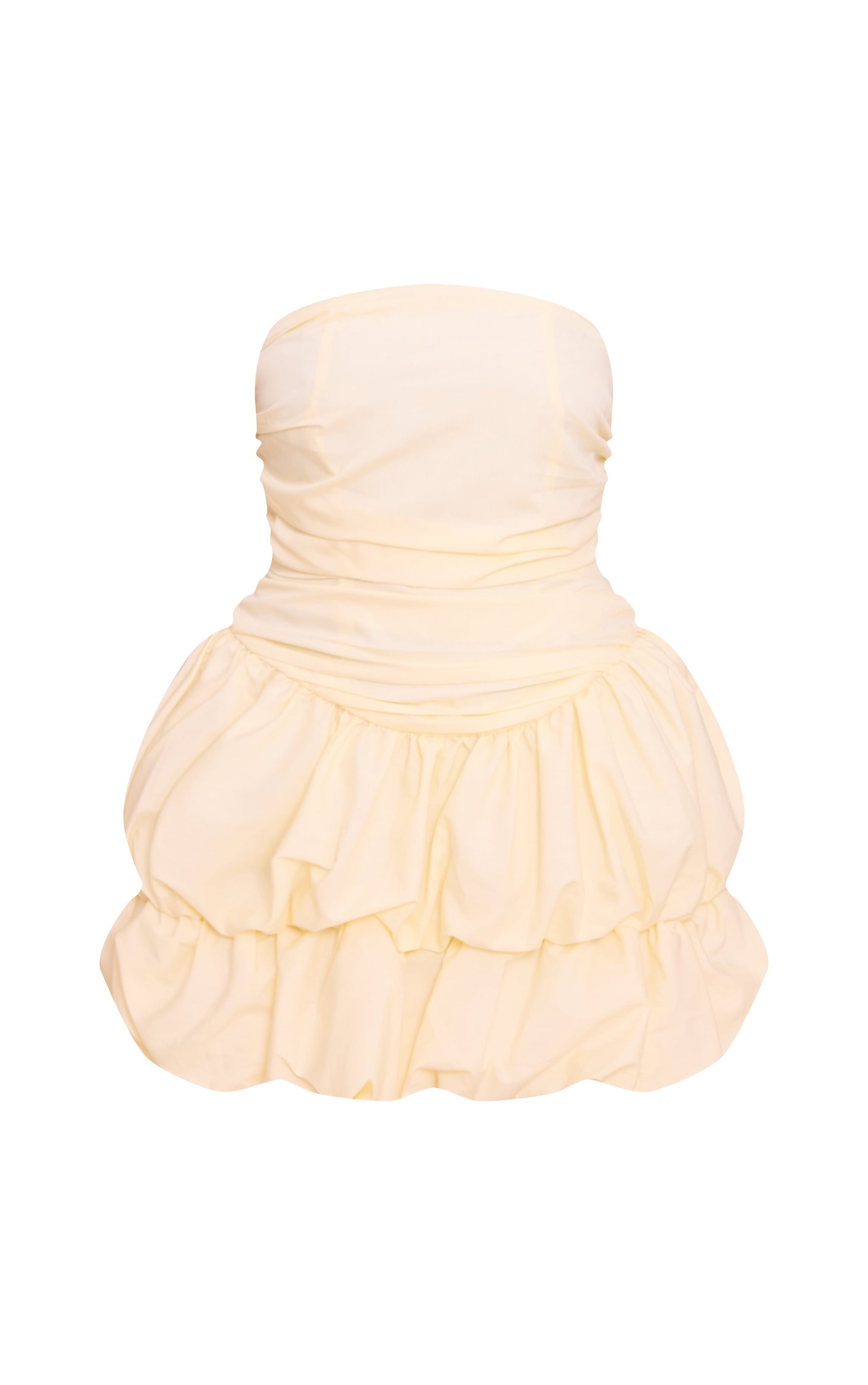 Lemon Bandeau Ruched Puffball Mini Dress image 5